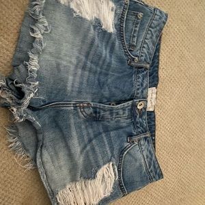 Double sided ripped high waisted shorts